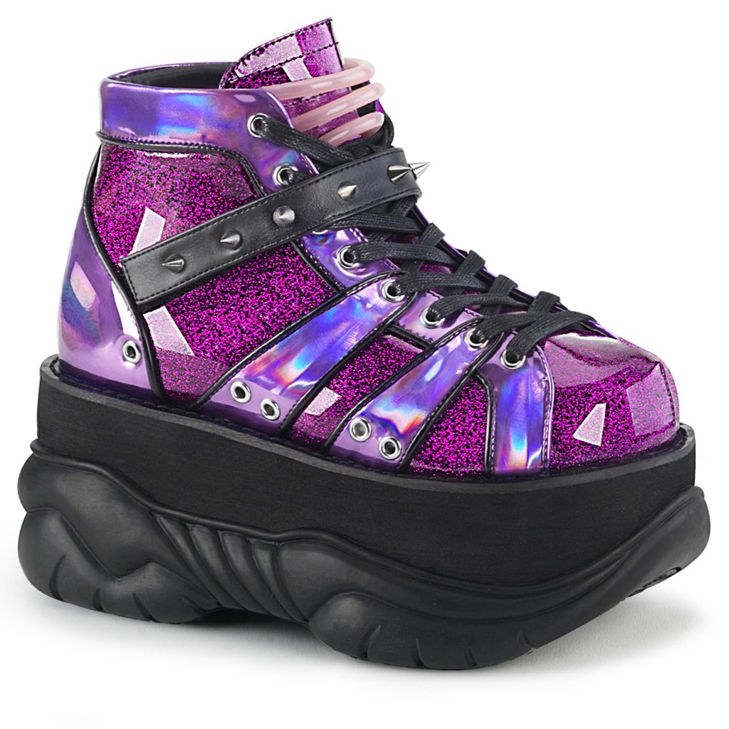 Bottines Demonia Neptune 100 Glitter Hologramme Homme - Violette 68205-FVYO